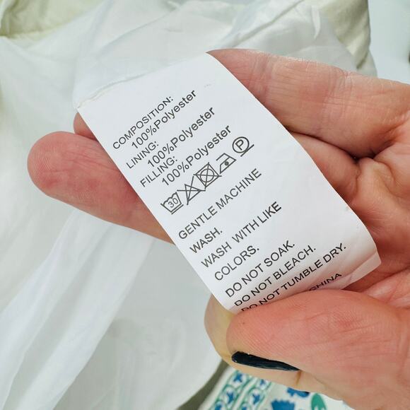 Floral Print Button Front Jacket Cream Blue Green Folk Art Style Size S - Picture 6 of 9